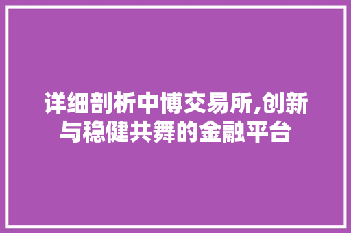 详细剖析中博交易所,创新与稳健共舞的金融平台 详细剖析中博交易所,创新与稳健共舞的金融平台