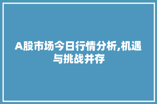 A股市场今日行情分析,机遇与挑战并存
