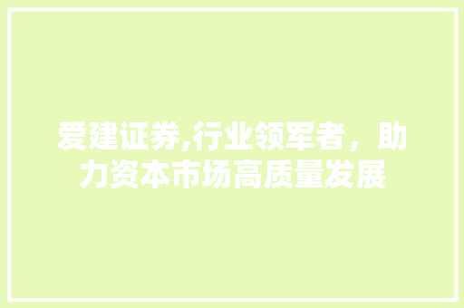 爱建证券,行业领军者,助力资本市场高质量发展 爱建证券,行业领军者,助力资本市场高质量发展