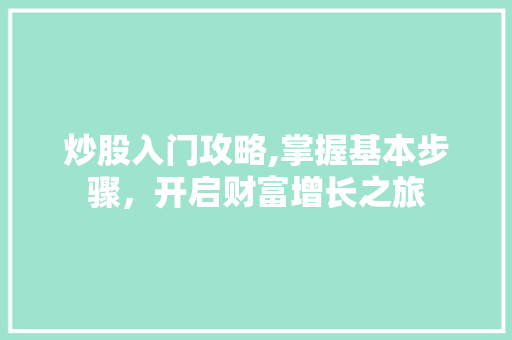炒股入门攻略,掌握基本步骤,开启财富增长之旅