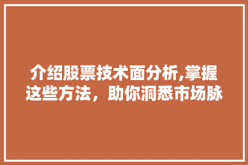 介绍股票技术面分析,掌握这些方法，助你洞悉市场脉搏