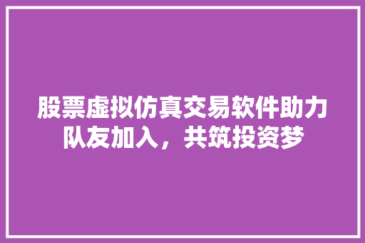 股票虚拟仿真交易软件助力队友加入，共筑投资梦