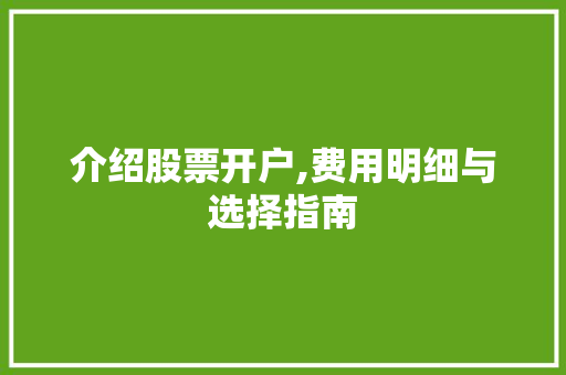 介绍股票开户,费用明细与选择指南