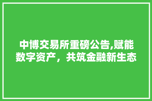 中博交易所重磅公告,赋能数字资产,共筑金融新生态 中博交易所重磅公告,赋能数字资产,共筑金融新生态