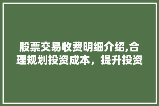 股票交易收费明细介绍,合理规划投资成本,提升投资收益 股票交易收费明细介绍,合理规划投资成本,提升投资收益
