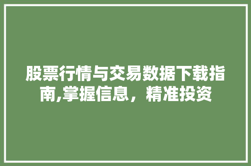 股票行情与交易数据下载指南,掌握信息,精准投资 股票行情与交易数据下载指南,掌握信息,精准投资