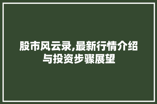 股市风云录,最新行情介绍与投资步骤展望 股市风云录,最新行情介绍与投资步骤展望
