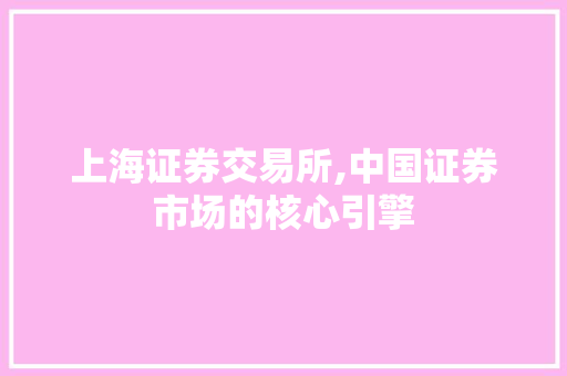 上海证券交易所,中国证券市场的核心引擎