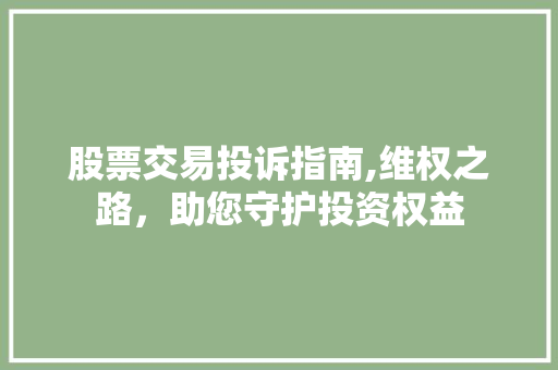股票交易投诉指南,维权之路，助您守护投资权益