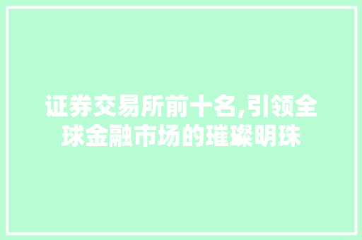 证券交易所前十名,引领全球金融市场的璀璨明珠