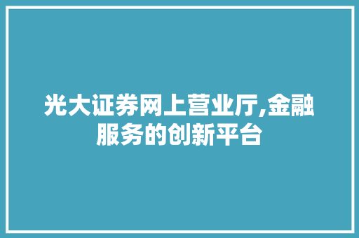 光大证券网上营业厅,金融服务的创新平台