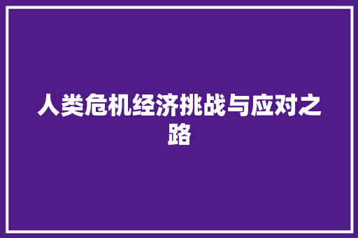 人类危机经济挑战与应对之路 人类危机经济挑战与应对之路