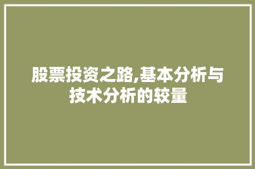 股票投资之路,基本分析与技术分析的较量