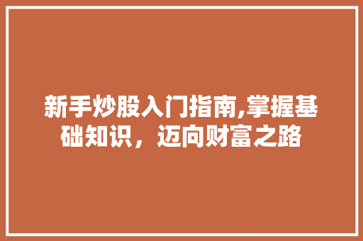 新手炒股入门指南,掌握基础知识,迈向财富之路