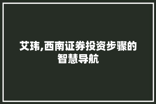 艾玮,西南证券投资步骤的智慧导航