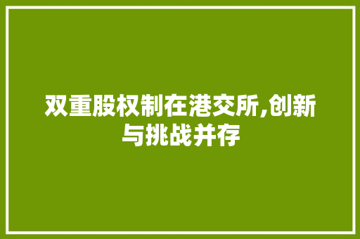双重股权制在港交所,创新与挑战并存
