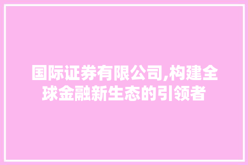 国际证券有限公司,构建全球金融新生态的引领者