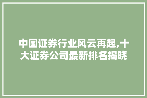 中国证券行业风云再起,十大证券公司最新排名揭晓 中国证券行业风云再起,十大证券公司最新排名揭晓