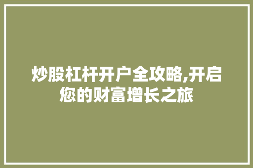 炒股杠杆开户全攻略,开启您的财富增长之旅 炒股杠杆开户全攻略,开启您的财富增长之旅