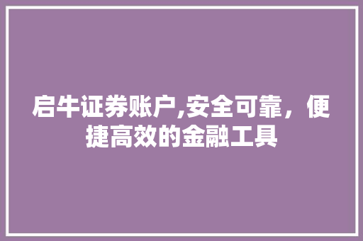 启牛证券账户,安全可靠,便捷高效的金融工具