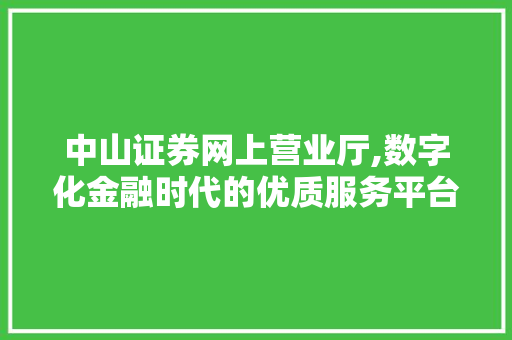 中山证券网上营业厅,数字化金融时代的优质服务平台