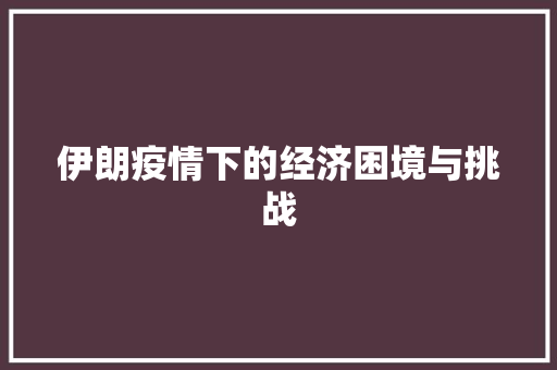 伊朗疫情下的经济困境与挑战 伊朗疫情下的经济困境与挑战