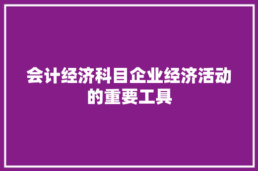 会计经济科目企业经济活动的重要工具 会计经济科目企业经济活动的重要工具