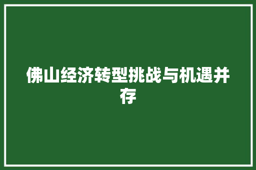 佛山经济转型挑战与机遇并存 佛山经济转型挑战与机遇并存