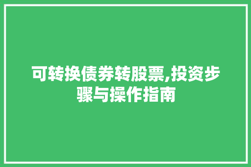 可转换债券转股票,投资步骤与操作指南 可转换债券转股票,投资步骤与操作指南