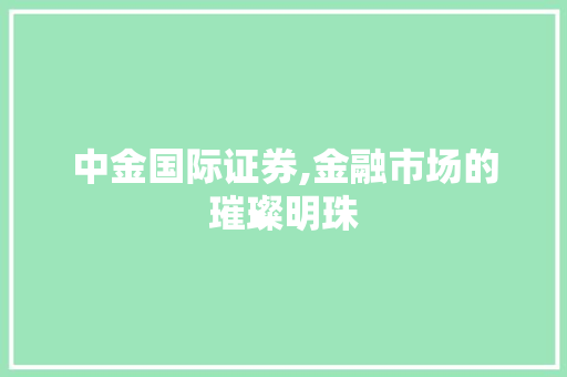 中金国际证券,金融市场的璀璨明珠 中金国际证券,金融市场的璀璨明珠