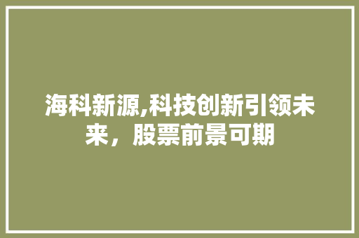 海科新源,科技创新引领未来,股票前景可期 海科新源,科技创新引领未来,股票前景可期