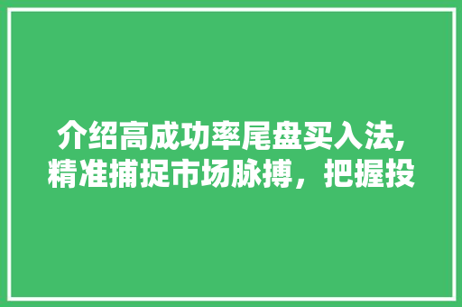 介绍高成功率尾盘买入法,精准捕捉市场脉搏,把握投资先机 介绍高成功率尾盘买入法,精准捕捉市场脉搏,把握投资先机