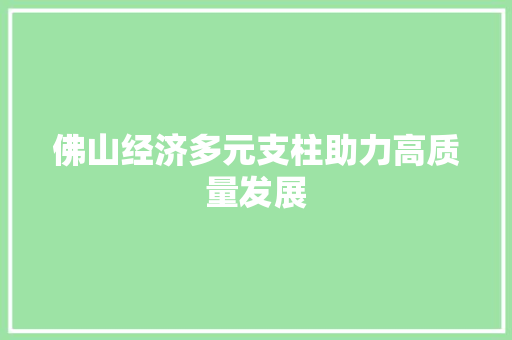 佛山经济多元支柱助力高质量发展