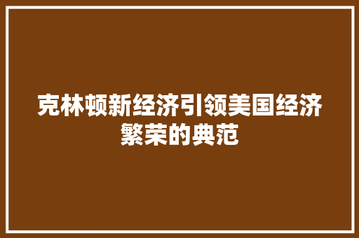 克林顿新经济引领美国经济繁荣的典范 克林顿新经济引领美国经济繁荣的典范