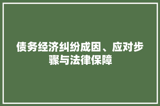 债务经济纠纷成因、应对步骤与法律保障