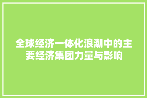 全球经济一体化浪潮中的主要经济集团力量与影响 全球经济一体化浪潮中的主要经济集团力量与影响