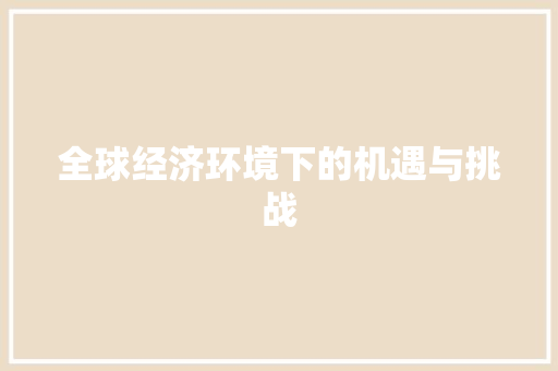 全球经济环境下的机遇与挑战 全球经济环境下的机遇与挑战