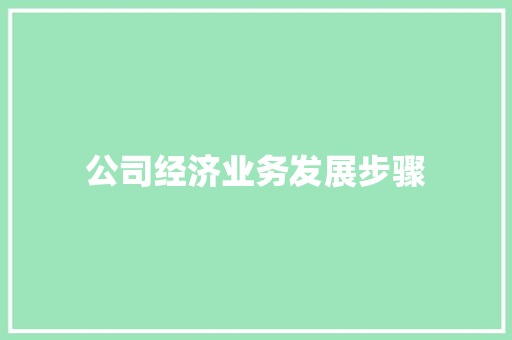 公司经济业务发展步骤 公司经济业务发展步骤