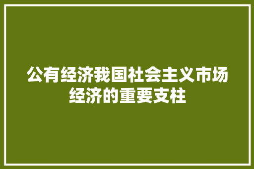 公有经济我国社会主义市场经济的重要支柱 公有经济我国社会主义市场经济的重要支柱