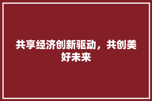 共享经济创新驱动,共创美好未来 共享经济创新驱动,共创美好未来
