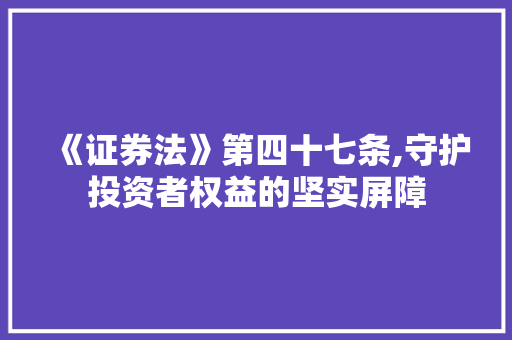 《证券法》第四十七条,守护投资者权益的坚实屏障