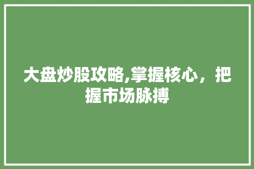 大盘炒股攻略,掌握核心,把握市场脉搏 大盘炒股攻略,掌握核心,把握市场脉搏
