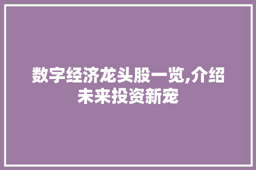 数字经济龙头股一览,介绍未来投资新宠 数字经济龙头股一览,介绍未来投资新宠