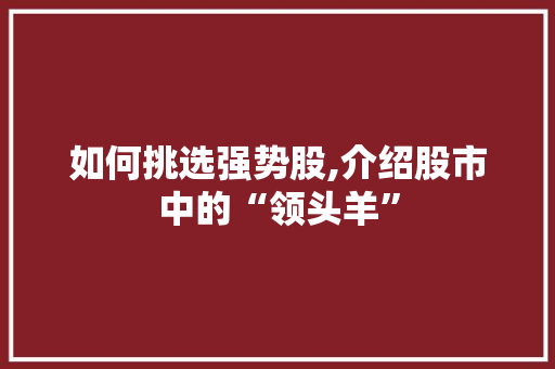 如何挑选强势股,介绍股市中的“领头羊”