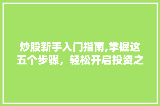 炒股新手入门指南,掌握这五个步骤，轻松开启投资之旅