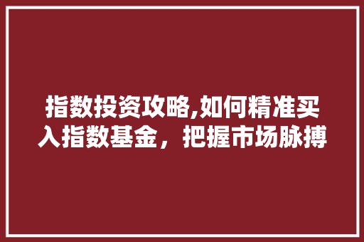 指数投资攻略,如何精准买入指数基金,把握市场脉搏 指数投资攻略,如何精准买入指数基金,把握市场脉搏