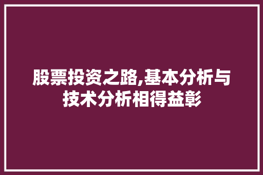 股票投资之路,基本分析与技术分析相得益彰 股票投资之路,基本分析与技术分析相得益彰