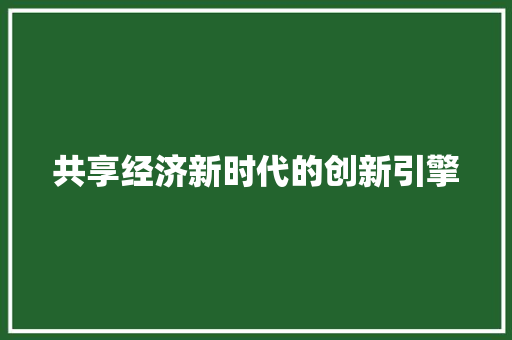 共享经济新时代的创新引擎 共享经济新时代的创新引擎