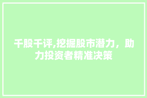 千股千评,挖掘股市潜力，助力投资者精准决策