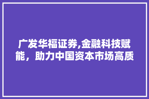 广发华福证券,金融科技赋能,助力中国资本市场高质量发展 广发华福证券,金融科技赋能,助力中国资本市场高质量发展